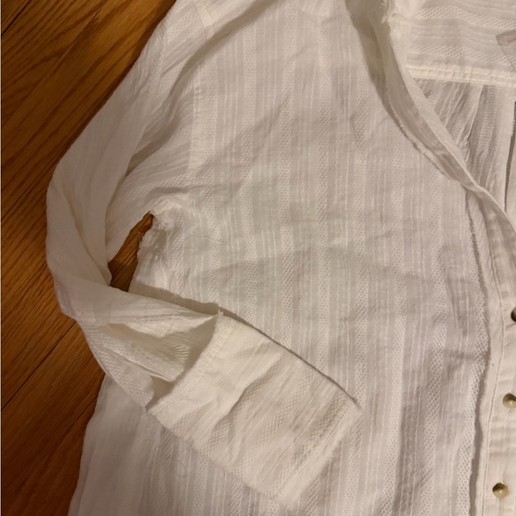 NEW FREE PEOPLE WE THE FREE SUMMER SORBET SHIRT CLEAN IVORY XS Button Up - Picture 7 of 7
